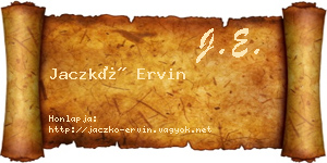 Jaczkó Ervin névjegykártya