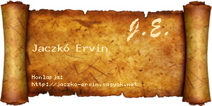 Jaczkó Ervin névjegykártya