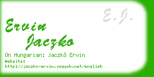 ervin jaczko business card